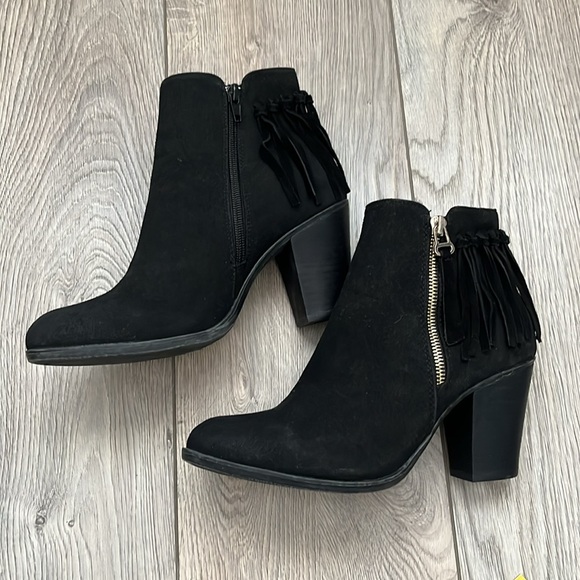 Call It Spring Black Ankle Boots with Fringe - Picture 3 of 9